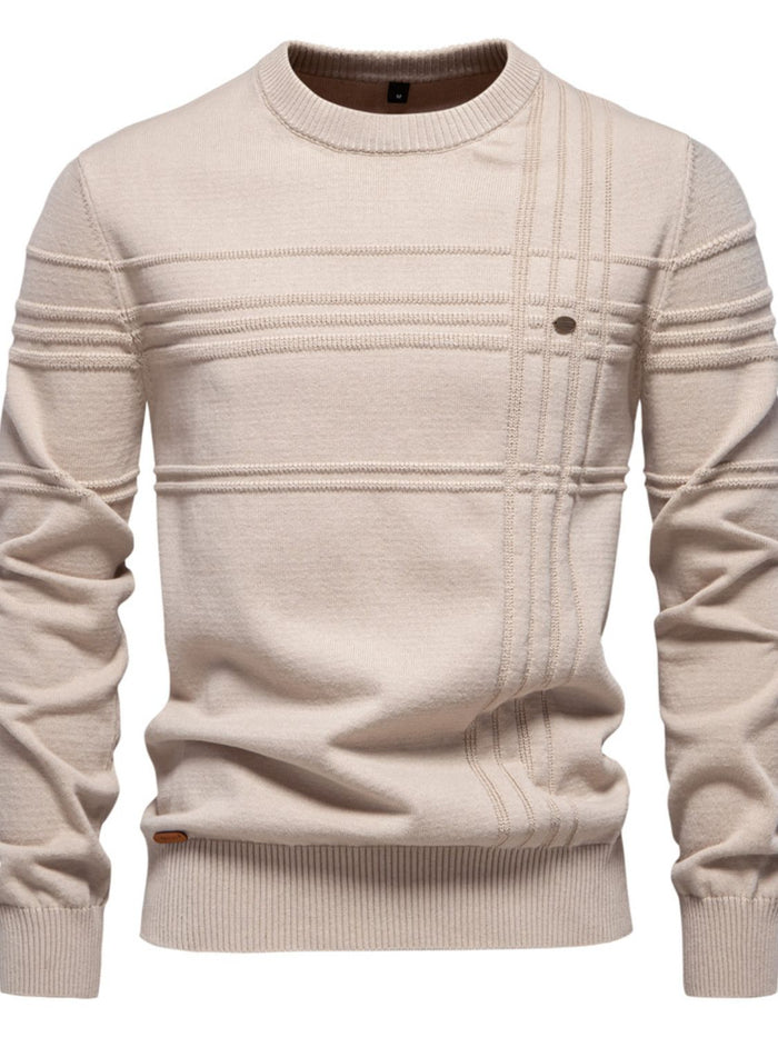 Men's Round Neck Striped Sweater for Stylish Comfort
