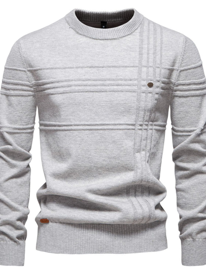 Men's Round Neck Striped Sweater for Stylish Comfort