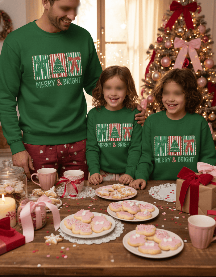 merry and bright christmas coquette cookie sweatshirt design detail