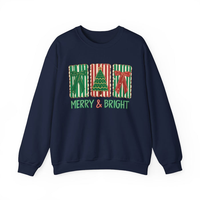maroon sweatshirt with merry and bright christmas festive design