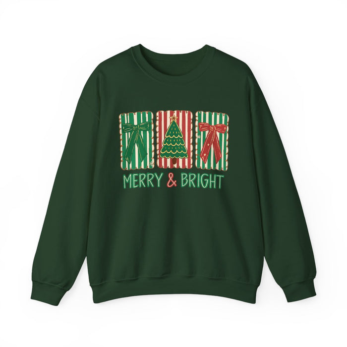 black sweatshirt with cheerful merry and bright christmas design