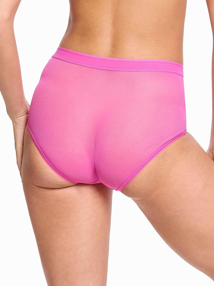 Berry Burst Pink Mesh Boyshort Panty - Back View, Full Coverage On Model | Hanky Panky