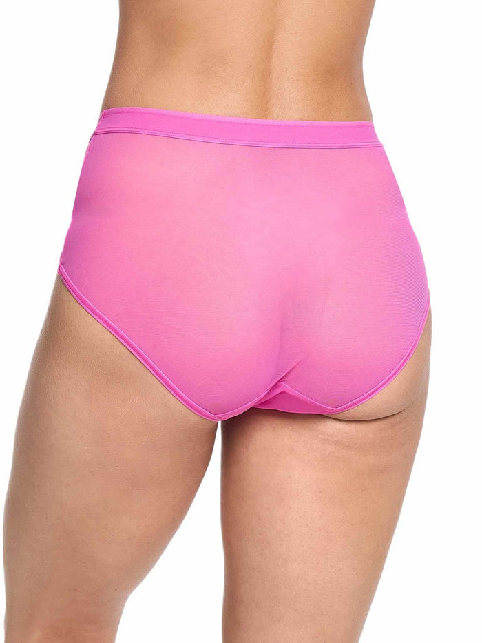 Berry Burst Pink Mesh High Cut French Brief - Back View Full Coverage | Hanky Panky