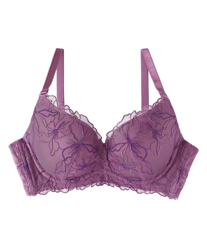 Metallic Flower Side Support Push-Up Bra