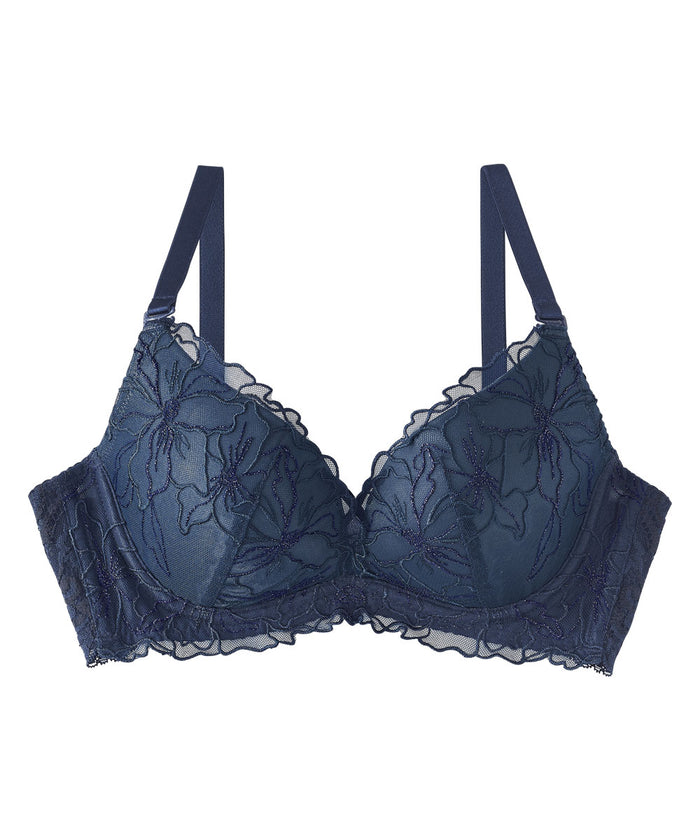 Metallic Flower Side Support Push-Up Bra
