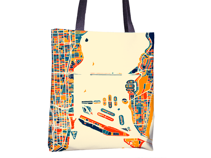 Miami Map Tote Bag - Florida Map Tote Bag 15x15