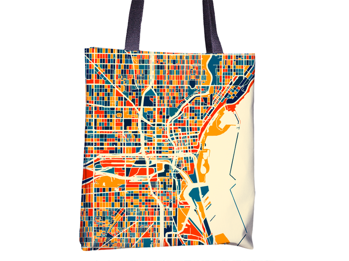 Milwaukee Map Tote Bag - Wisconsin Map Tote Bag 15x15