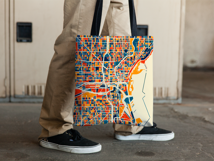 Milwaukee Map Tote Bag - Wisconsin Map Tote Bag 15x15