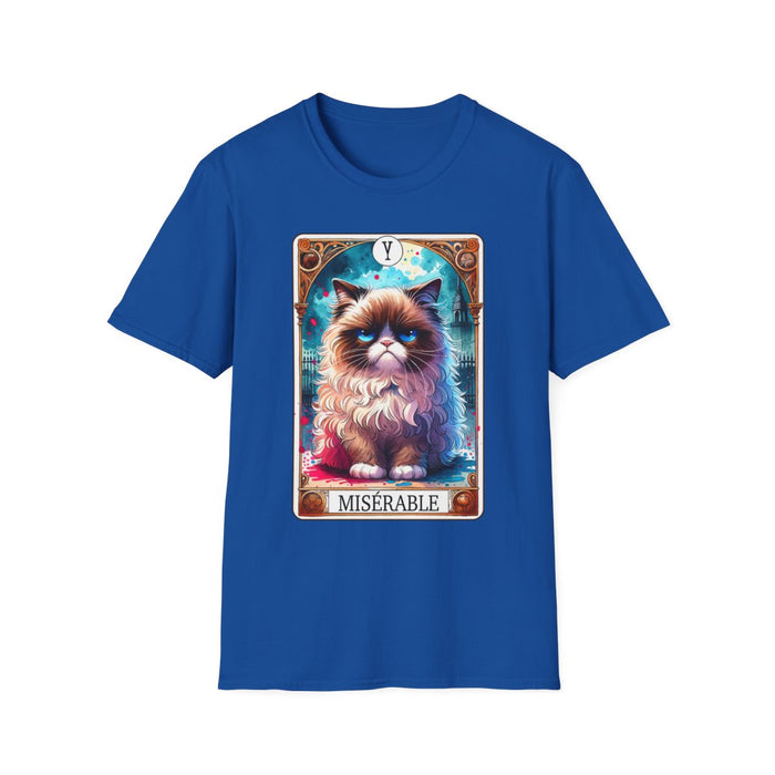 light blue t-shirt with alternative cat tarot artwork