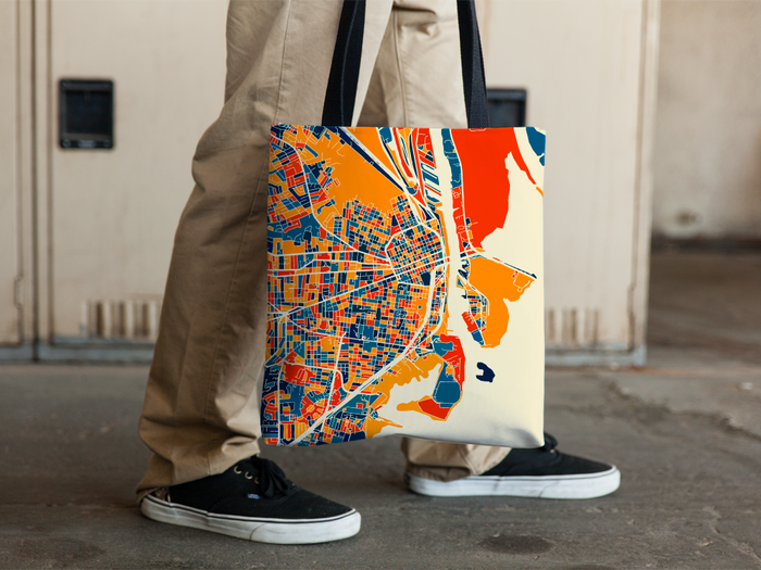 Mobile Map Tote Bag - Alabama Map Tote Bag 15x15