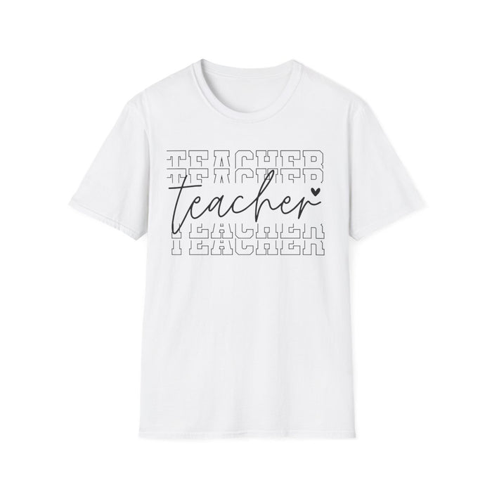 light blue t-shirt with modern teacher script typography layered design