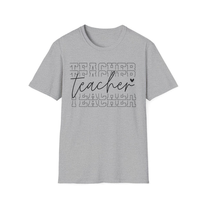 sport grey t-shirt with minimalist layered script typography design
