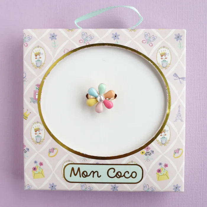 Mon Coco Adjustable Ring -  Rainbow Petal