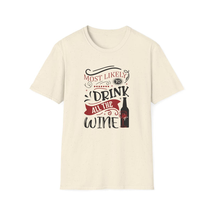 Most Likely to Drink All the Wine Christmas T-Shirt - funny t-shirt by Cheeky Business