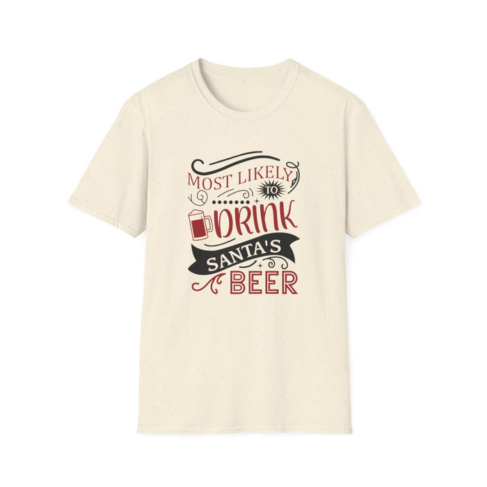 sport grey t-shirt with bold santa beer graphic for festive party wear