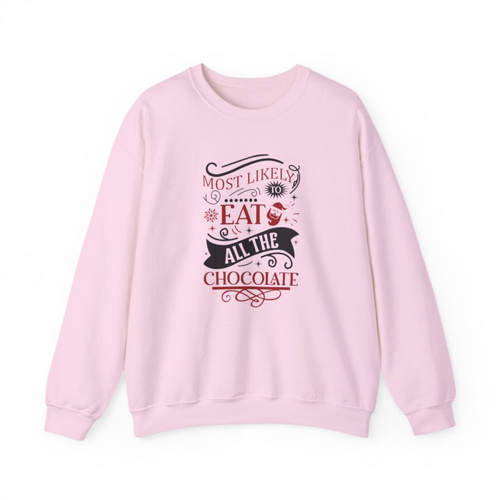sand sweatshirt with chocolate lover Christmas slogan graphic print