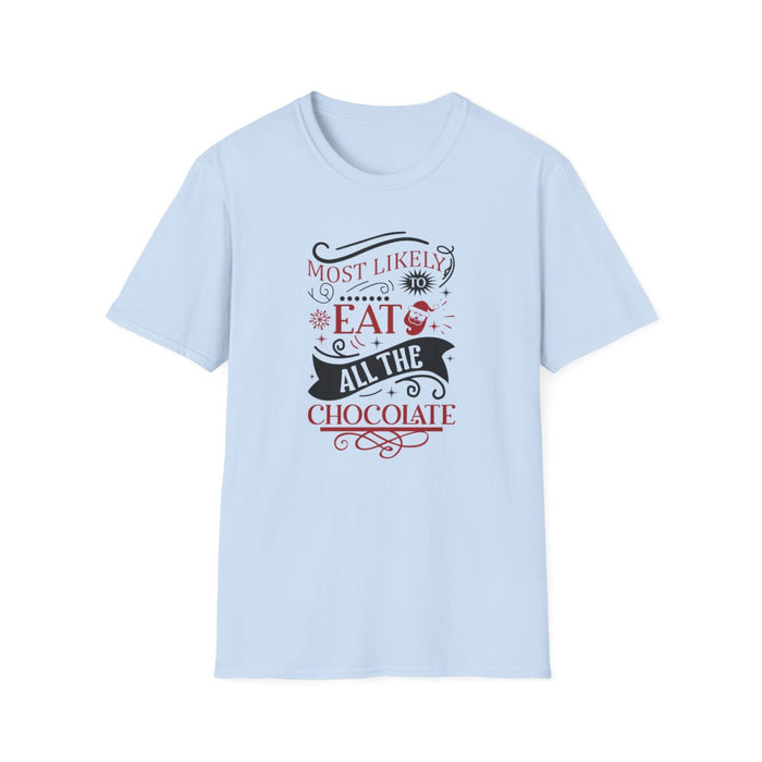 natural t-shirt with bold Christmas chocolate lover slogan print