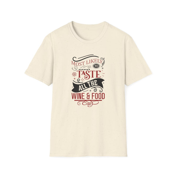 sport grey t-shirt with wine and food Christmas slogan for festive gift