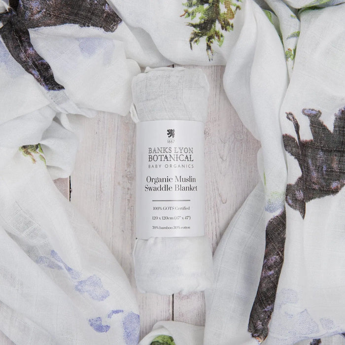 Muslin Swaddle Blanket, Organic - Bears Swaddle Blanket Banks-Lyon Botanical