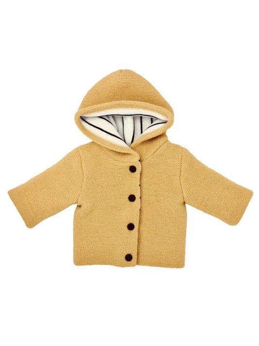 Mustard Knitted Jacket with Breton Stripe Cardigan / Jacket La Manufacture de Layette