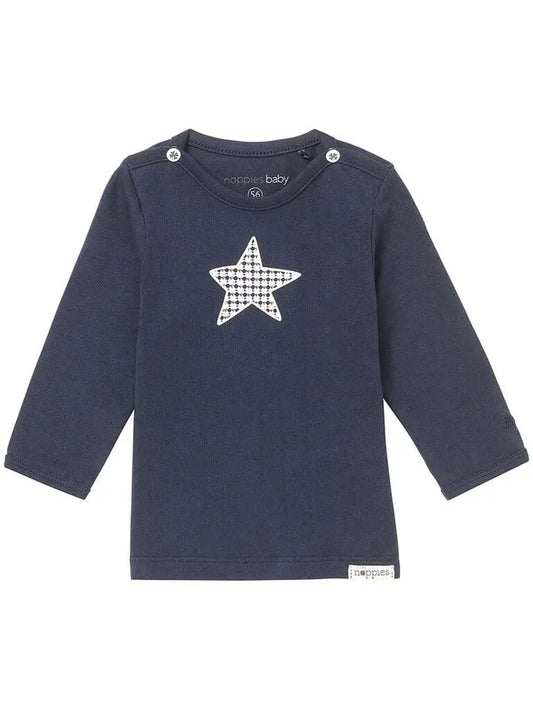 Navy Blue Star Long Sleeve T-Shirt - Organic Top / T-shirt Noppies