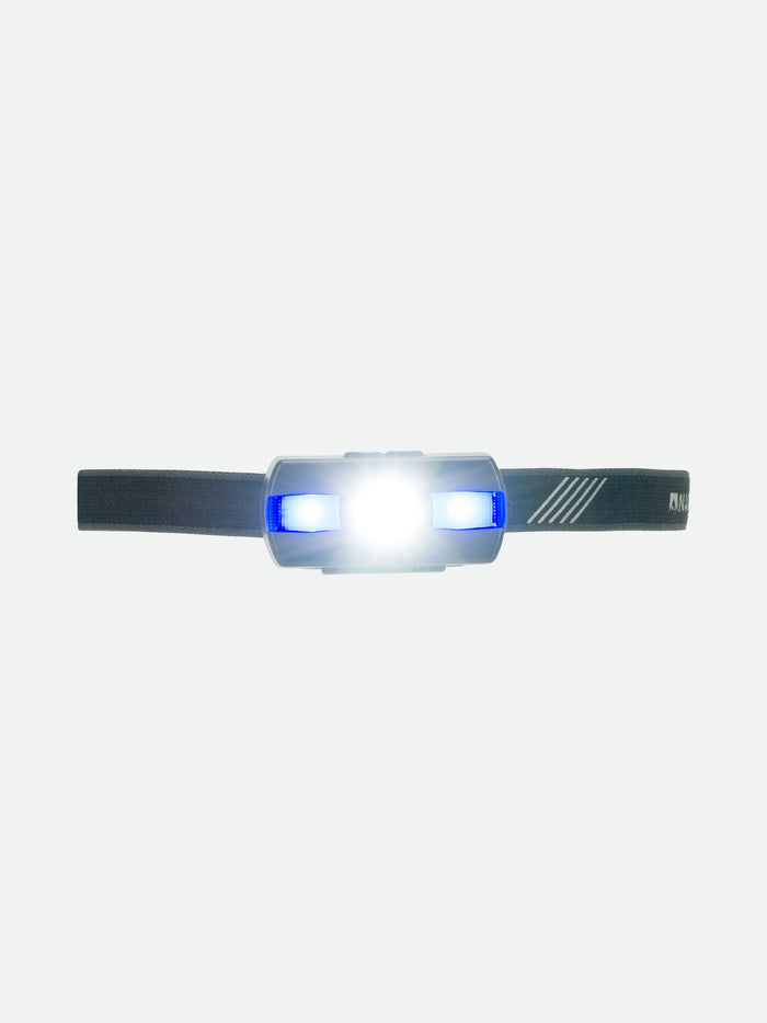 color:Charcoal||seo:Nathan Neutron Fire RX 2.0 Runner's Headlamp – Charcoal - Headlamp Front View – Blue Light On