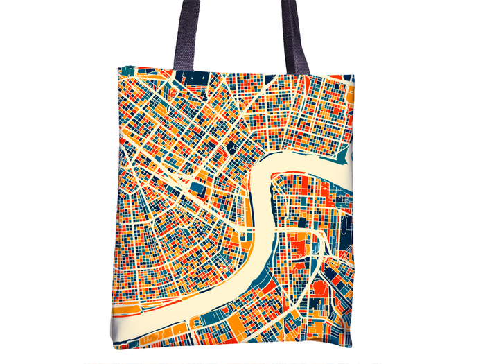 New Orleans Map Tote Bag - No Map Tote Bag 15x15