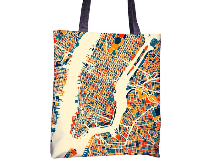 New York City Map Tote Bag - New York Map Tote Bag 15x15