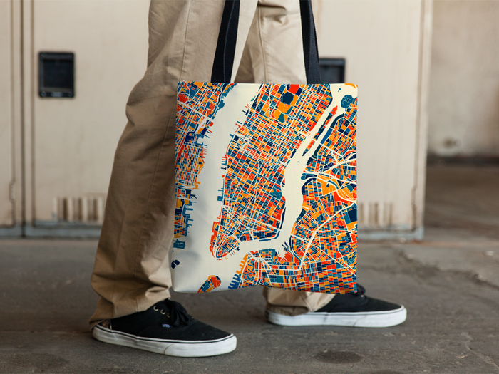 New York City Map Tote Bag - New York Map Tote Bag 15x15