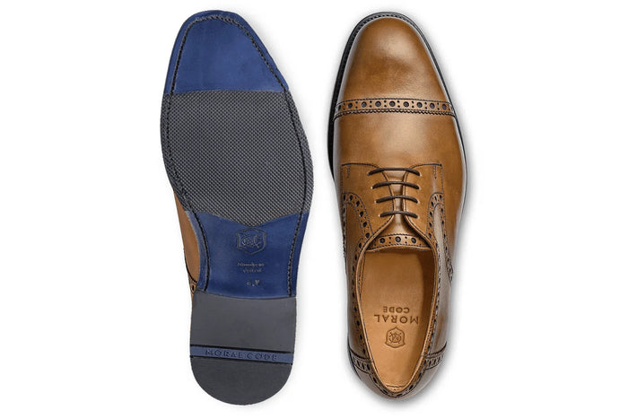 Moral Code Newton Cap Toe Dress Shoe - #color_oak-leather