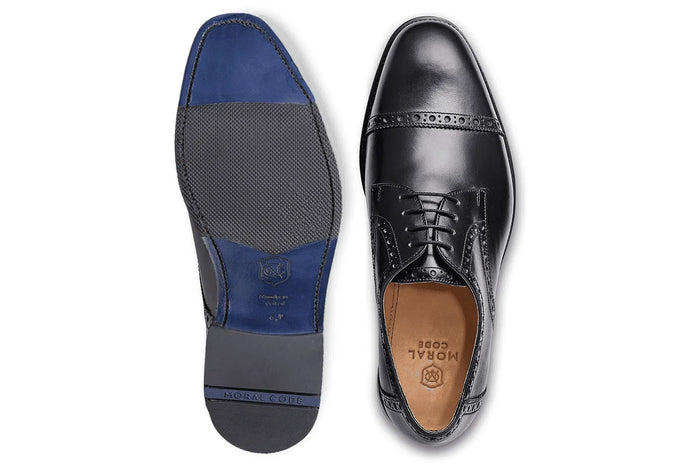 Moral Code Newton Cap Toe Dress Shoe - #color_black-leather