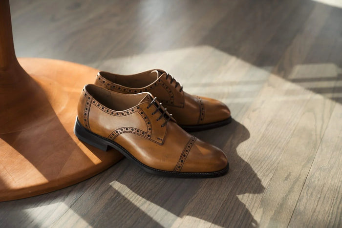 Moral Code Newton Cap Toe Dress Shoe - #color_oak-leather