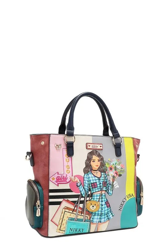 Nicole Lee USA Eco-Leather Handbag with Side Pockets