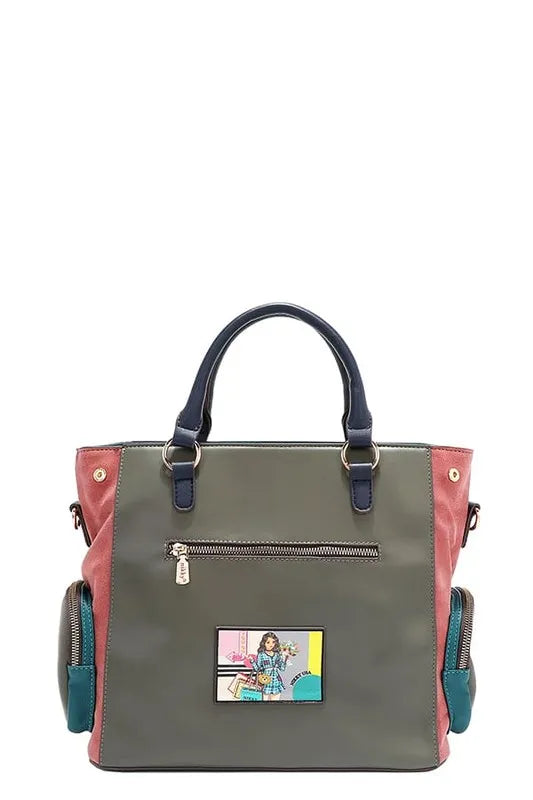 Nicole Lee USA Eco-Leather Handbag with Side Pockets