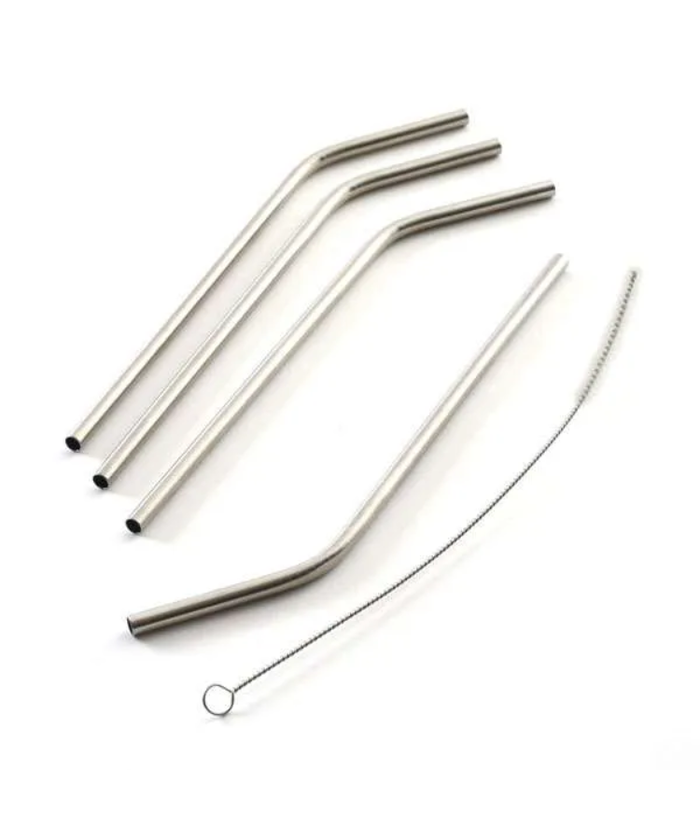 Norpro SS Drinking Straws w/ Brush, Set of  4