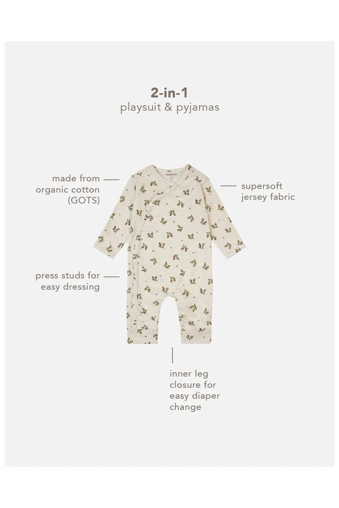 Oatmeal Flowery Playsuit Sleepsuit / Babygrow Noppies