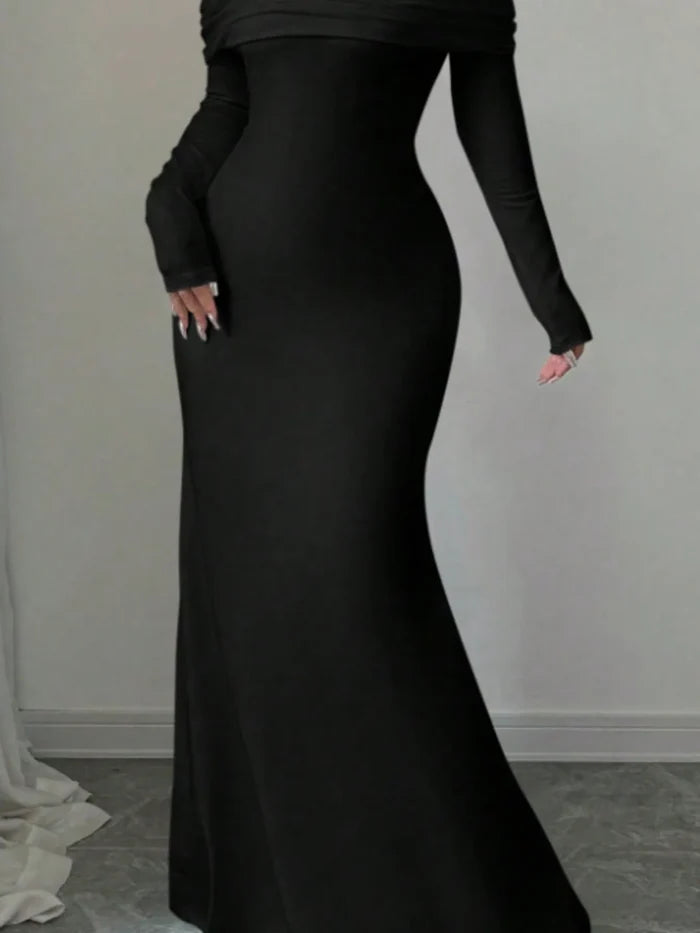 Off-Shoulder Long Sleeve Bodycon Maxi Dress
