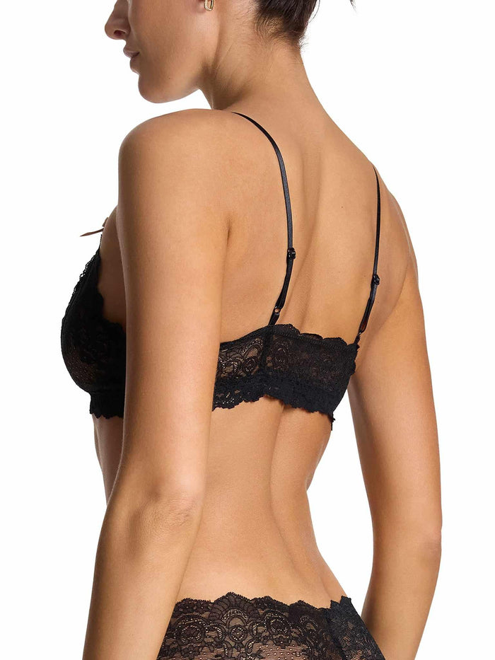 Black &oh™ Luxe Lace Open Bralette with adjustable straps - Side Angle On Model | Hanky Panky