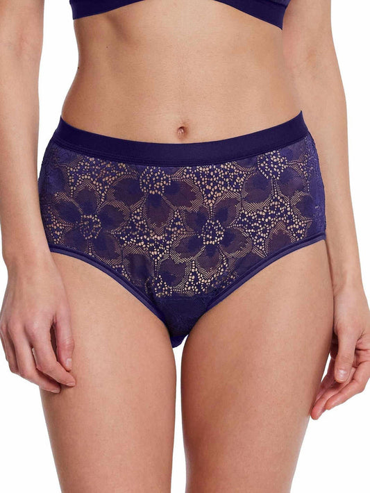 &oh™ Tropical Storm Panty Summer Rain Purple - Front View, Floral Lace Mid-Rise | Hanky Panky