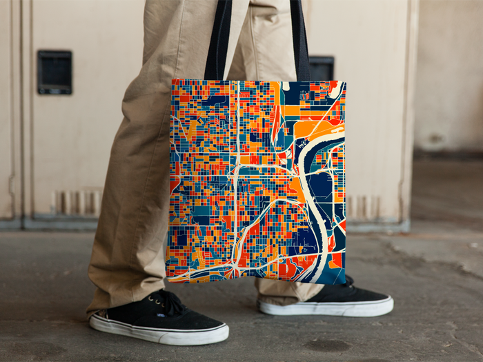 Omaha Map Tote Bag - Nebraska Map Tote Bag 15x15