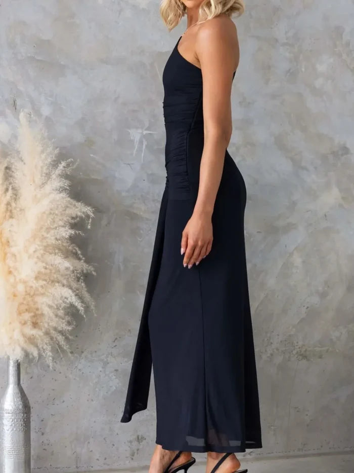 One-Shoulder Cutout Bodycon Maxi Dress