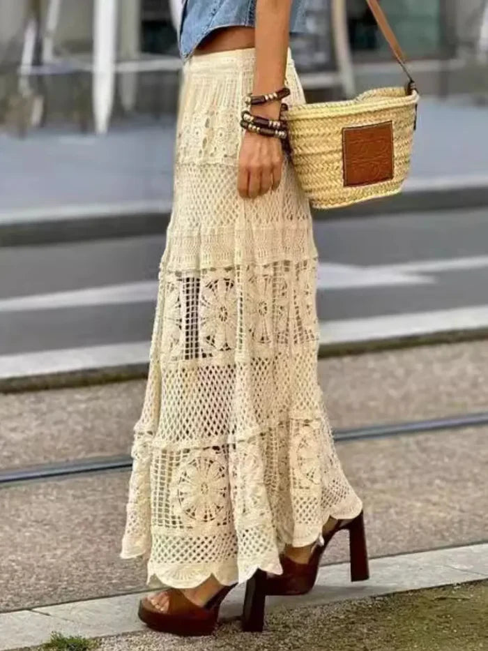 Openwork Crochet Maxi Skirt