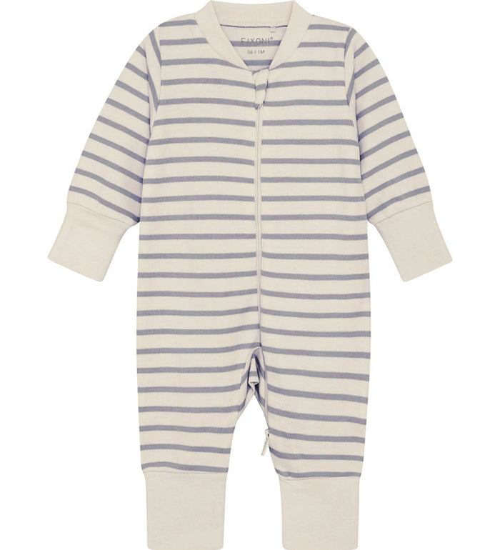 Organic Cotton Blue and Cream Striped Onesie Sleepsuit / Babygrow Fixoni