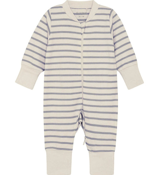 Organic Cotton Blue and Cream Striped Onesie Sleepsuit / Babygrow Fixoni