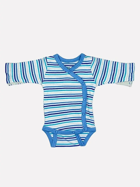 Organic Cotton Blue Bold Stripe Long Sleeve Vest Bodysuit / Vest Fixoni