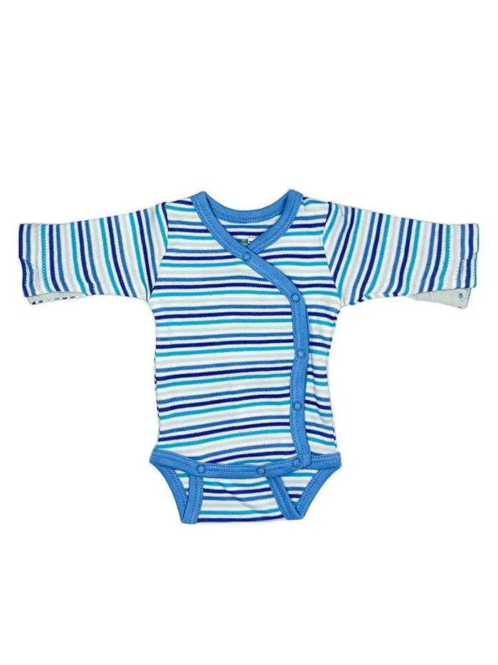 Organic Cotton Blue Bold Stripe Long Sleeve Vest Bodysuit / Vest Fixoni