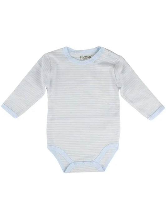 Organic Cotton Light Blue Stripe Long Sleeve Vest (5-8lb) Bodysuit / Vest Fixoni