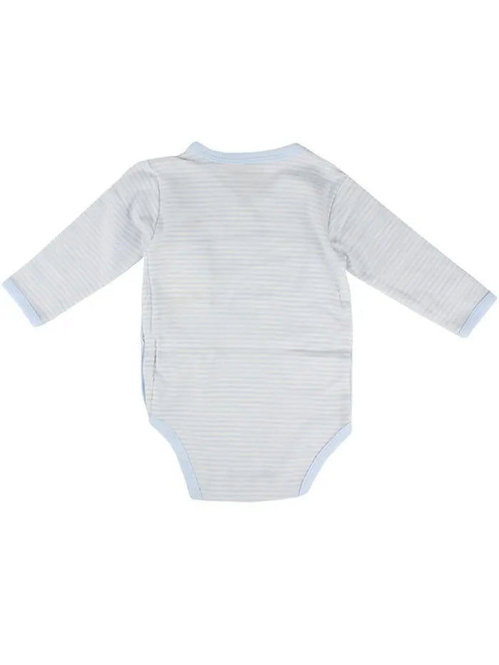 Organic Cotton Light Blue Stripe Long Sleeve Vest (5-8lb) Bodysuit / Vest Fixoni