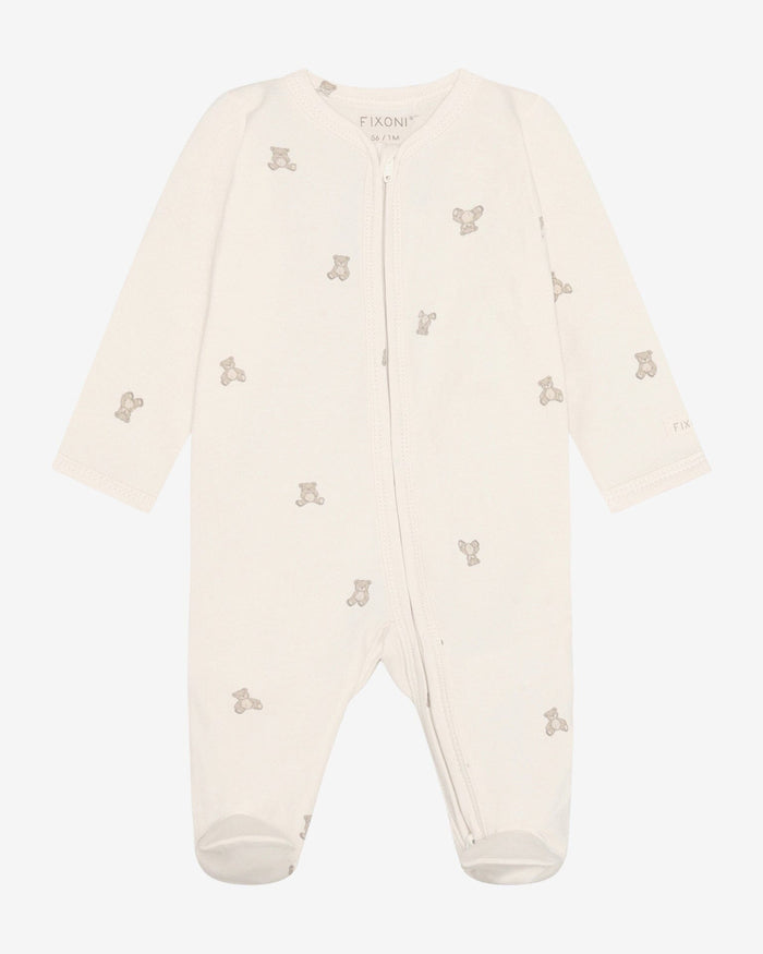 Organic Cotton Oatmeal & Teddy Onesie Sleepsuit / Babygrow Fixoni