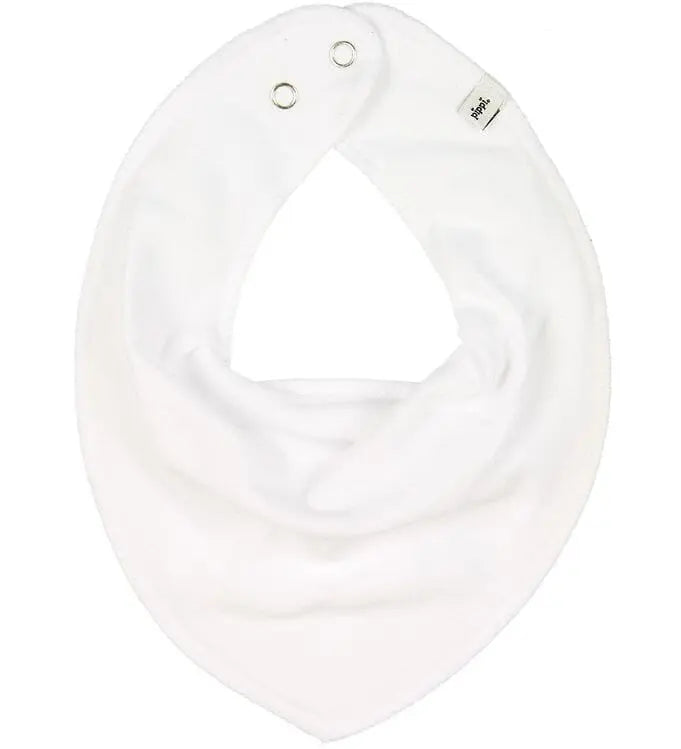 Organic Cotton Scarf Bib - White Dribble Bib Pippi